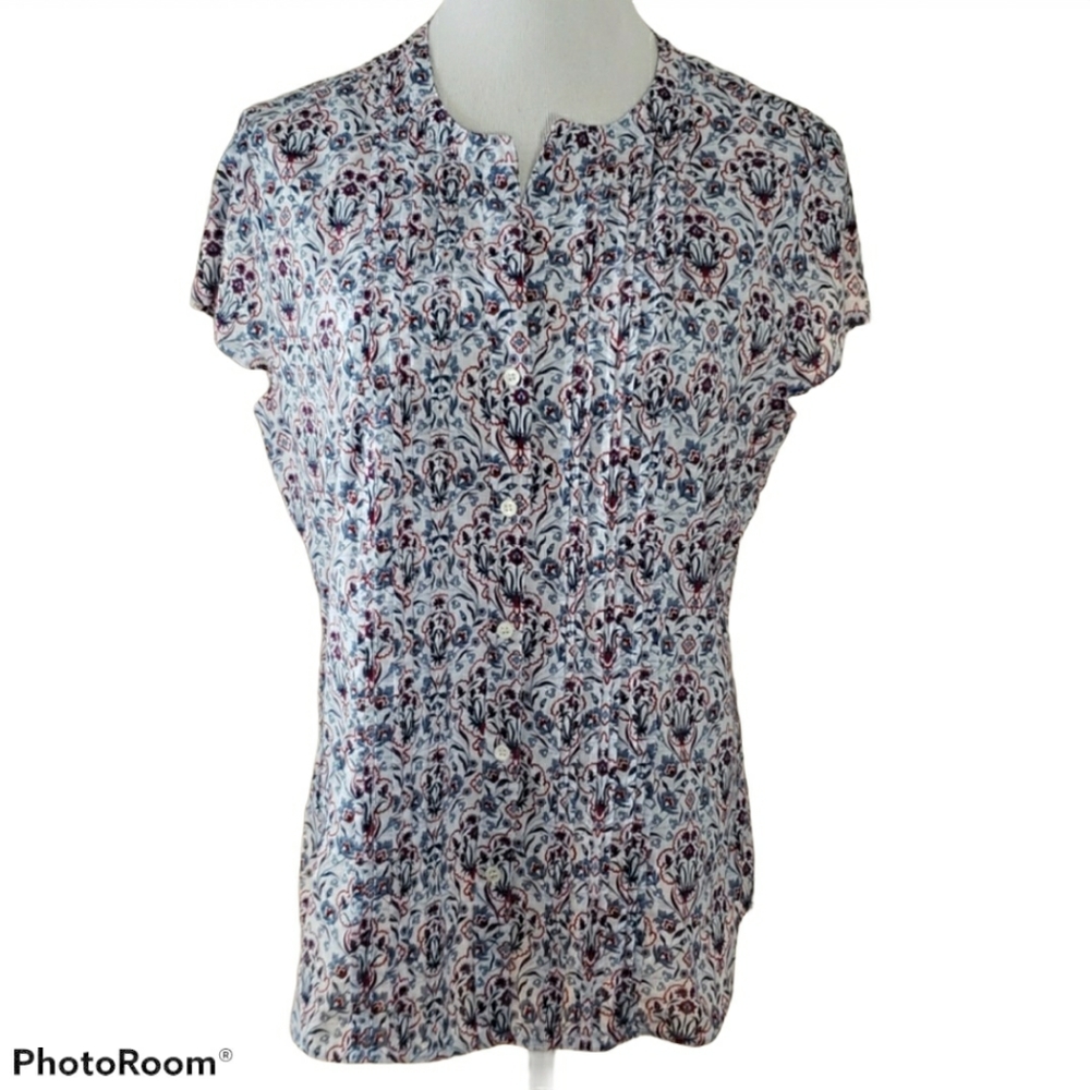 Ladies Charter Club Top with Cap Sleeves 100% Cotton Size 16